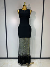 2025 New Fashion Black Sleeveless Sparkly Diamonds Tassel Bandage Dress Celebrity Cocktail Evening Party Luxury Birthday Gown